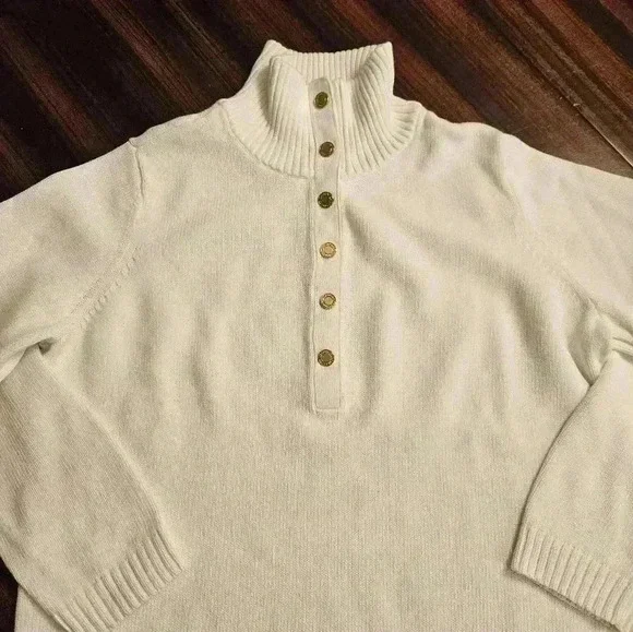 Lauren Ralph Lauren White Cotton Cropped Polo Knit Sweater Plus Womens 1X EUC - Picture 9 of 15